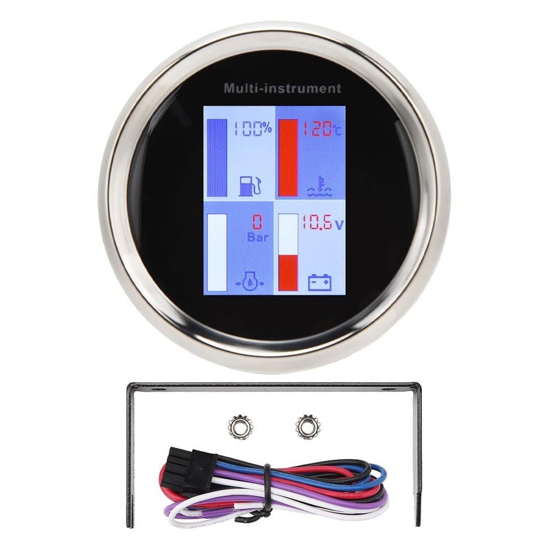 مقياس درجة حرارة الماء الرقمي 85 مم إضاءة خلفية LED مقاوم للماء IP67 من الفولاذ المقاوم للصدأ مضاد للضباب قرص أسود غطاء أمامي أبيض - Image 1